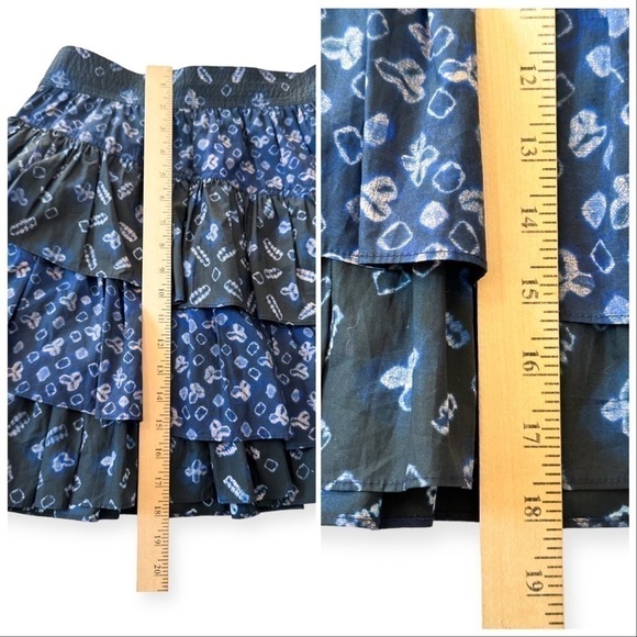Never Worn‎ Ulla Johnson Aminta Poplin Chevron Shibori Skirt, Blue, Size 4 - Picture 13 of 15